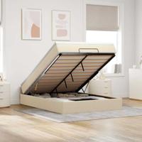 Ottoman bed met matras 140x200cm stof crèmekleurig