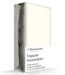 Topper Hoeslaken Katoen Romanette Ivoor-140 x 200 cm
