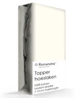 Topper Hoeslaken Katoen Romanette Ivoor-200 x 220 cm - thumbnail