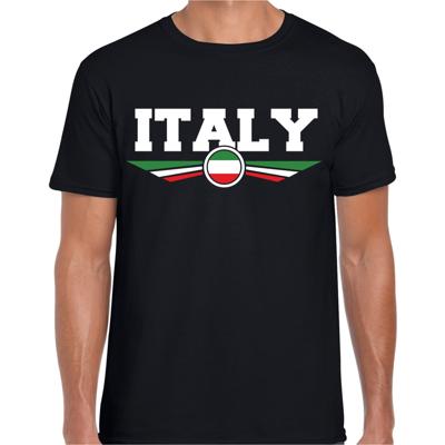 Italie - Italy landen supporters t-shirt - zwart - voor heren - korte mouwen Italie - Italy landen supporters t-shirt - zwart - voor heren - korte mouwen