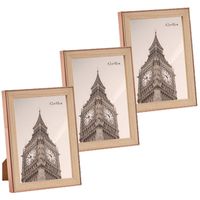 3x stuks kunststof fotolijst koper met hout geschikt voor een foto van 13 x 18 cm