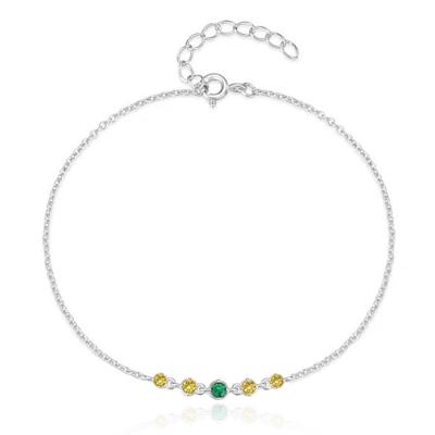Zilveren Elenza Armband met Groene en Gele Zirkonia - Verfijnde Stijl voor Dames