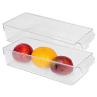 Koelkast/keuken organizer bak - 2x - transparant - kunststof - L32 x B15 x H7 cm - groente lade