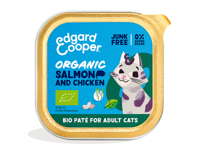 Edgard & Cooper biologisch zalm en kip paté kat natvoer kuipjes 16 x 85gr