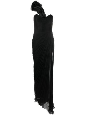 Iris Serban robe-bustier en soie à détails drapés - Noir