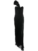 Iris Serban robe-bustier en soie à détails drapés - Noir