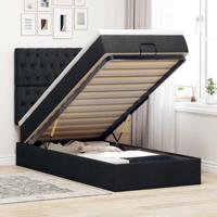 Ottoman bed met matras en LED's 100x200cm stof zwart