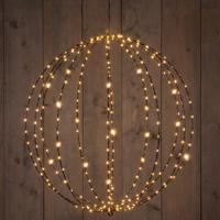 Verlichte kerstbal hangdecoratie - D60 cm - 288 led - 24 flash lampjes - warm wit - metaal