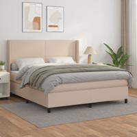 Boxspring met matras kunstleer cappuccinokleurig 180x200 cm