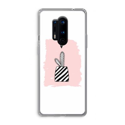 Zwart-wit cactus: OnePlus 8 Pro Transparant Hoesje