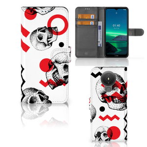 Telefoonhoesje met Naam Nokia 1.4 Skull Red