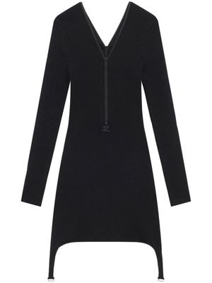 Courrèges robe nervurée à fermeture zippée - Noir