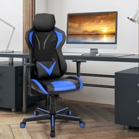 Ergonomische Gaming Stoel 360 Graden Draaibare Computer Gamer Stoel Verstelbare Hoogte 3D Wervelkolom Ondersteuning (Blauw)