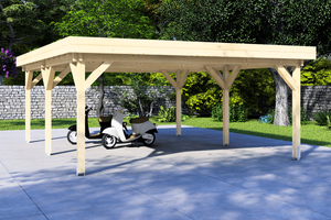 Dubbele carport 600x600 cm plat dak- Plat dak- - Van Kooten - Van Kooten