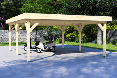 Dubbele carport 600x600 cm plat dak- Plat dak- - Van Kooten - Van Kooten