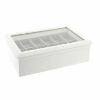 Juwelenkistje DKD Home Decor 102182 Horloges 28 x 19 x 9 cm Kristal Wit Hout MDF