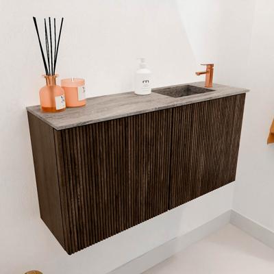 Toiletmeubel Mondiaz Joya Dlux | 80 cm | Meubelkleur Walnut | Faye wastafel Oza Wasbak Rechts | 1 kraangat