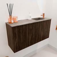 Toiletmeubel Mondiaz Joya Dlux | 80 cm | Meubelkleur Walnut | Faye wastafel Oza Wasbak Rechts | 1 kraangat