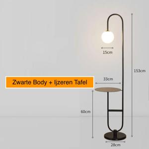 Nordic Luxe Vloerlamp met Marmeren Bijzettafel