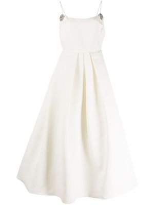 Sachin & Babi robe mi-longue évasée Audra ornée de cristal - Blanc