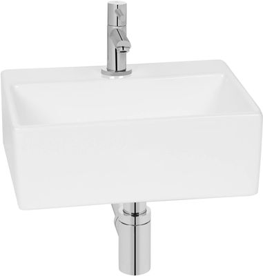 Saqu Basin fonteinset met chromen kraan glanzend wit keramiek