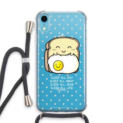 Sleep All Day: iPhone XR Transparant Hoesje met koord
