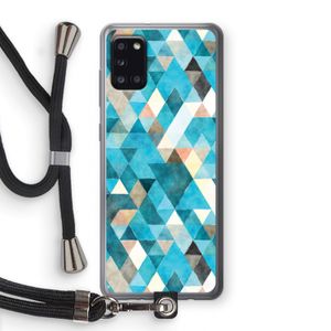 Gekleurde driehoekjes blauw: Samsung Galaxy A31 Transparant Hoesje met koord