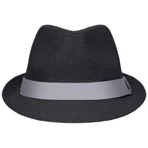 Street style trilby hoedje zwart met lichtgrijs