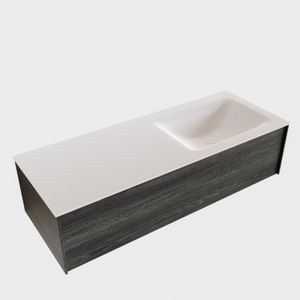Badkamermeubel BWS Madrid Antraciet 120x45x30 cm Mat Witte Solid Surface Wastafel Rechts (1 kraangat)