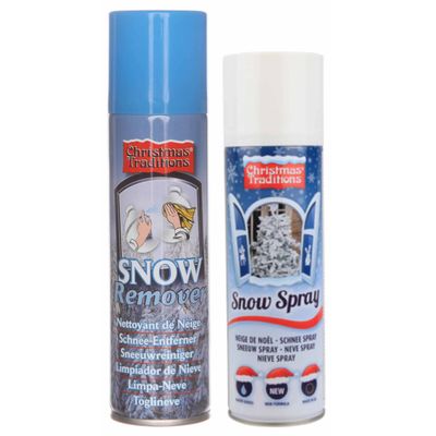 Kunstsneeuw spray set 1x sneeuw spuitbus 600 ml en 1x verwijderaar spuitbus 125 ml - Decoratiesneeuw Kunstsneeuw spray set 1x sneeuw spuitbus 600 ml en 1x verwijderaar spuitbus 125 ml - Decoratiesneeuw