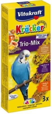 Trio Mix honing/sesam-ei/graszaad-appel/vijgkracker parkiet 3in1 - Vitakraft