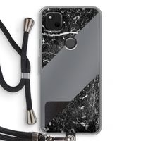 Zwart marmer: Pixel 4a Transparant Hoesje met koord