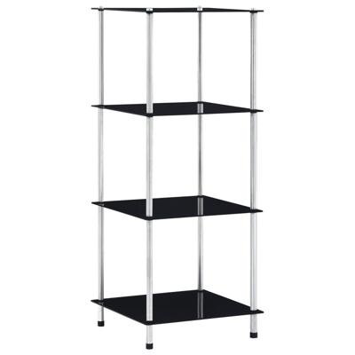 Kastje 4-laags 40x40x100 cm gehard glas zwart