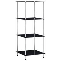 Kastje 4-laags 40x40x100 cm gehard glas zwart