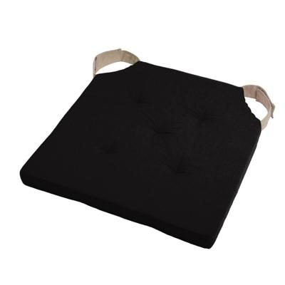 Stof Textile stoelkussen DUO - zwart - 38 x 38 x 4 cm - klittenband sluiting