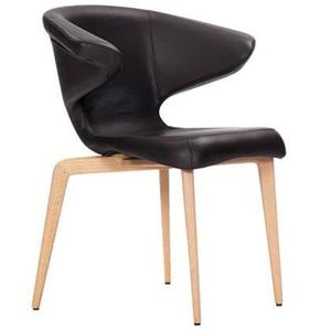 ClassiCon Munich Armchair stoel, eiken onderstel, zwart leer