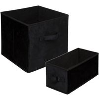 Set van 2x stuks opbergmanden/kastmanden 7 en 29 liter zwart van polyester 31 cm - Opbergkisten - thumbnail