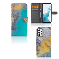 Samsung Galaxy A23 Bookcase Marble Blue Gold - thumbnail