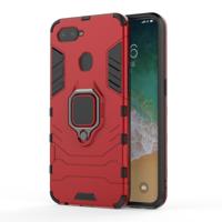 PC + TPU schokbestendige beschermhoes voor OPPO F9 met magnetische ring houder (rood)