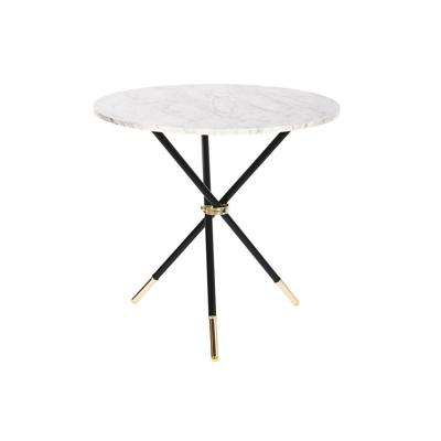 Bijzettafel DKD Home Decor Wit Zwart Gouden Metaal Hout MDF 80 x 80 x 76 cm