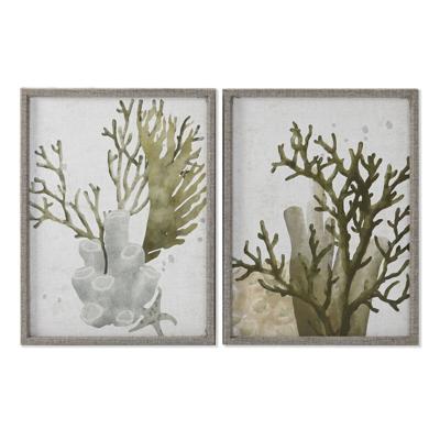 Schilderij Home ESPRIT Groen Koraal Mediterrane 45 x 2 x 60 cm (2 Stuks)