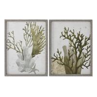 Schilderij Home ESPRIT Groen Koraal Mediterrane 45 x 2 x 60 cm (2 Stuks)