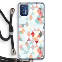 Gekleurde driehoekjes pastel: Motorola Moto G9 Plus Transparant Hoesje met koord