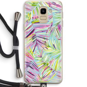 Tropical Palms Blue: Samsung Galaxy J6 (2018) Transparant Hoesje met koord