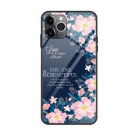 Voor iPhone 11 kleurrijke geschilderde glazen kast (bloem)