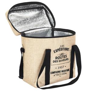 Koeltas Jute - voor lunchpakket of drankjes - 10 liter - 25 x 14 x 30 cm - Draagband