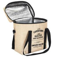 Koeltas Jute - voor lunchpakket of drankjes - 10 liter - 25 x 14 x 30 cm - Draagband