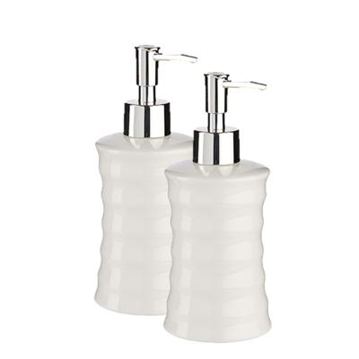 Arte r Zeeppompje - 2x - parelwit - keramiek - 18 cm - 260 ml - navulbaar - toilet/badkamer