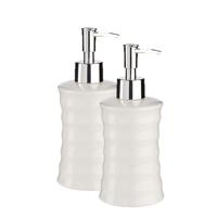 Arte r Zeeppompje - 2x - parelwit - keramiek - 18 cm - 260 ml - navulbaar - toilet/badkamer