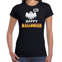 Spook / happy halloween verkleed t-shirt zwart voor dames - thumbnail